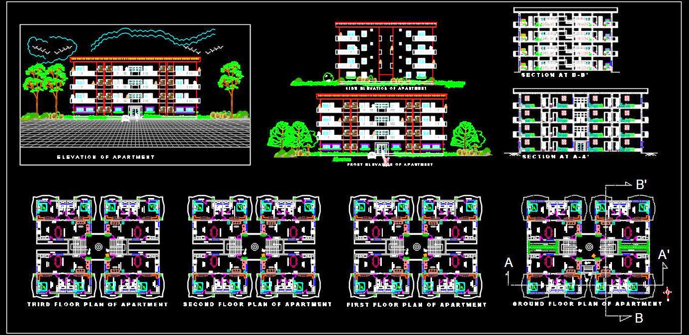 Group Housing Tower Design DWG with 2 BHK Apartments